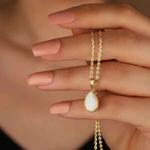 NIB Louise Carter Ocean Drops Necklace Gold and Opal Waterproof